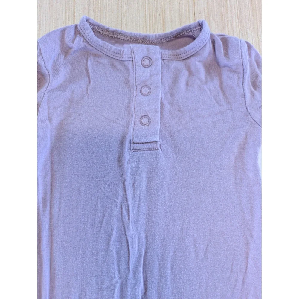 Upton Ave Bamboo Knotted Gown Purple 0-3M Long Sleeve Henley Baby Sleep‎ Sack